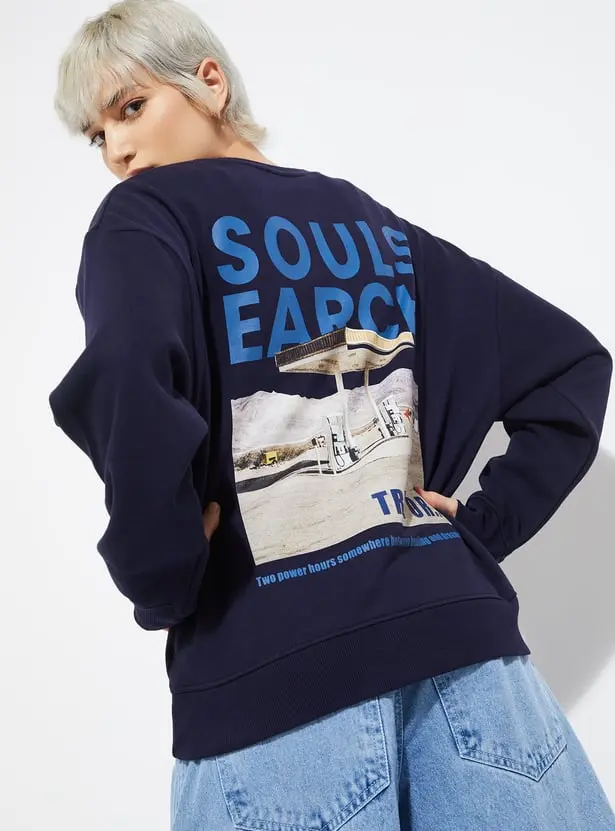 ALAYA F x URB_N Women Printed Oversized Sweatshirt (S)