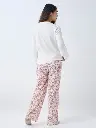 Wunderlove Off-White Christmas-Inspired High-Rise Pants