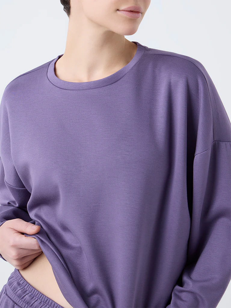 Wunderlove Purple Solid Sweatshirt set (S)