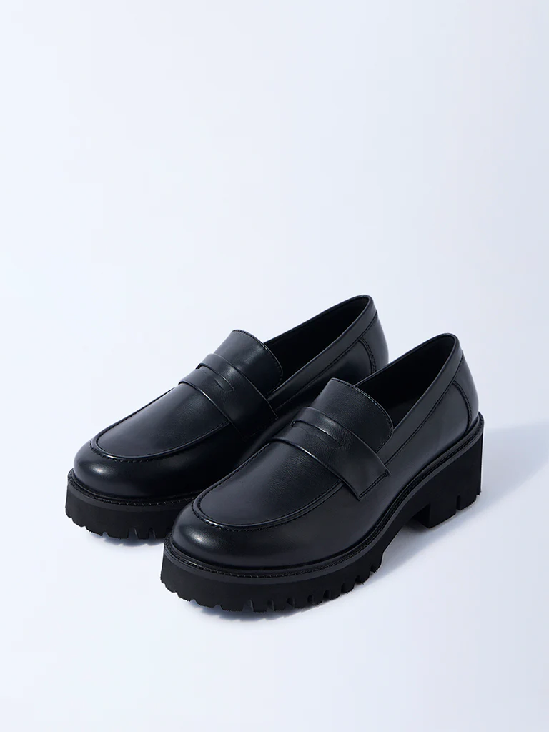 LUNA BLU Black Chunky Loafers (36)