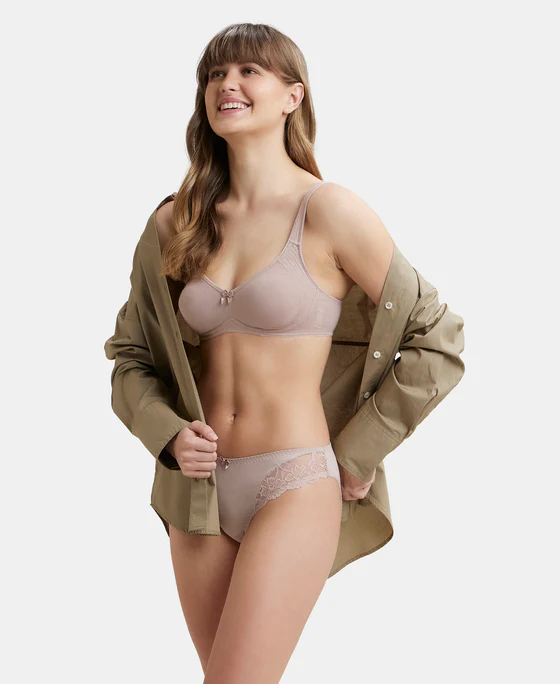 e Non Padded Super Combed Cotton Elastane Stretch Full Coverage Everyday Bra with Contoured Shaper Panel and Adjustable Straps - Moch (32B)